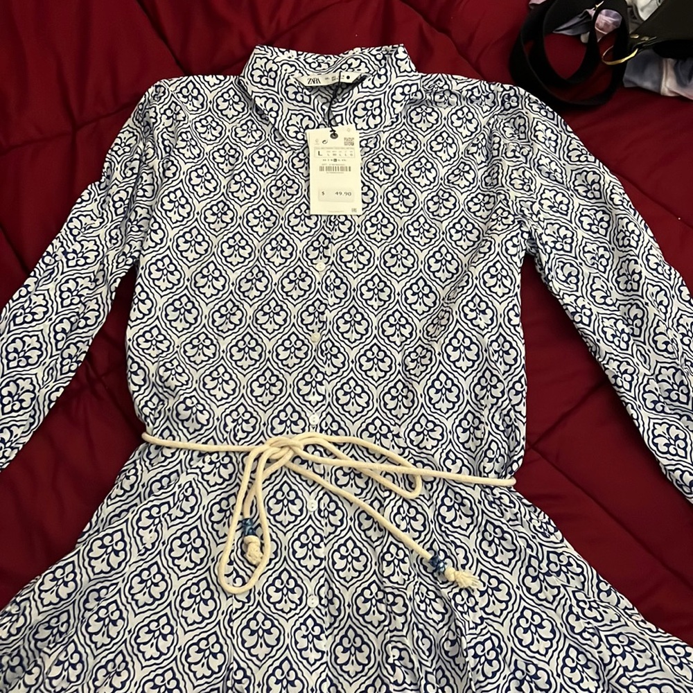 Printed long sleeve dress